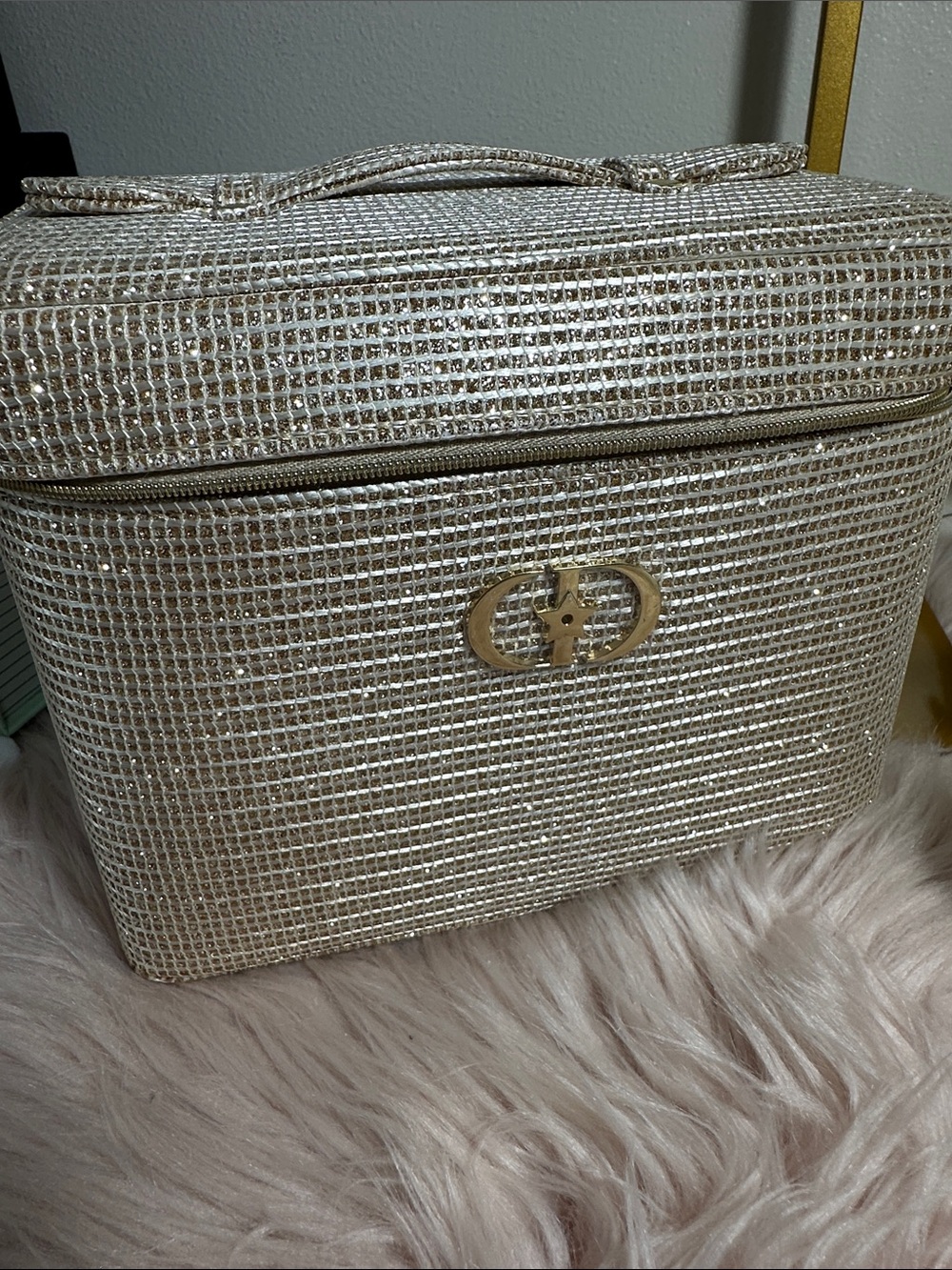 CD Gold Metallic Woven Vanity case